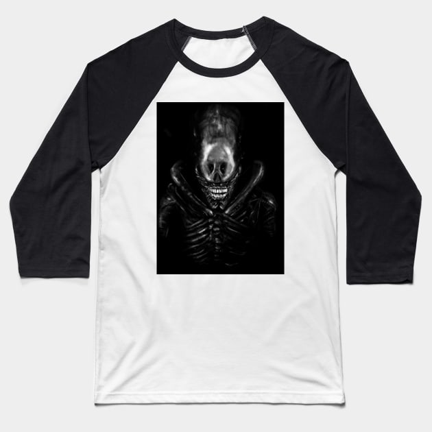 Big Chap alien Baseball T-Shirt by Art Of Lunatik